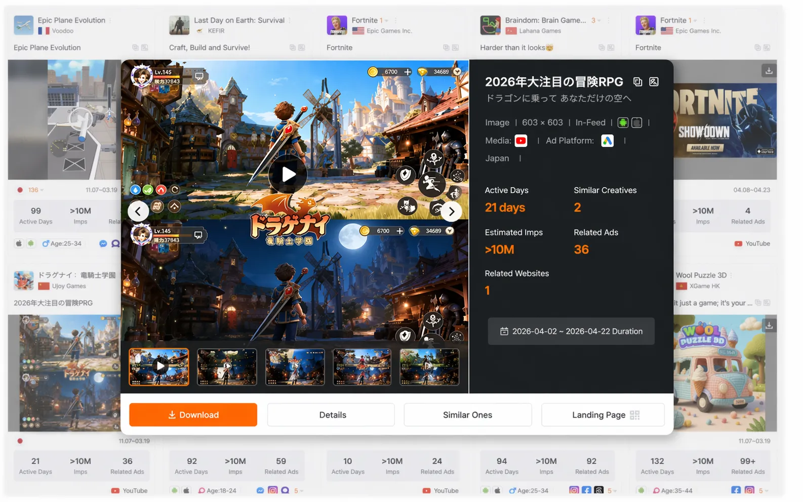Creative selection interface with AI analysis